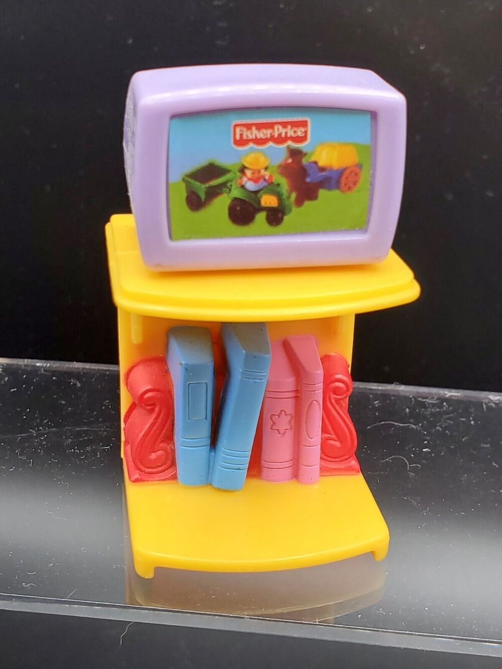 Fisher Price MY FIRST DOLLHOUSE TELEVISION TV Bookshelf Stand LOVING FAMILY